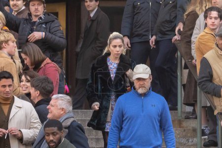 Photo for Celebrity Sightings In New York. March 26, 2023, New York, New York, USA: Lady Gaga is seen filming on location for the Joker: Folie a Deux by the New York County Supreme Court on March 26, 2023 in New York City. - Royalty Free Image