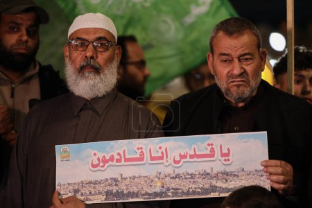 Photo for The Hamas movement in Gaza organizes massive rallies, which started from all the mosques in the Gaza Strip after the evening prayer, because of the violations that are taking place in the Al-Aqsa Mosque - Royalty Free Image