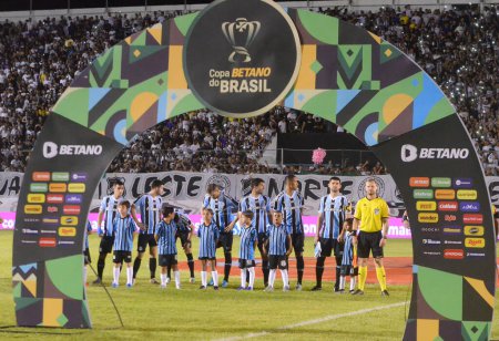 Photo for (SPO) Soccer match for the Copa do Brasil. April 13, 2023. Natal, Rio Grande do Norte, Brazil: Gremio against ABC (RN) valid for the third phase of the Copa do Brasil 2023, at Estadio Frasqueirao, in Natal, on the night of this Thursday (13). The mat - Royalty Free Image
