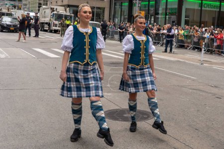 Photo for 25th Annual New York City Tartan Day Parade. April 15, 2023, New York, New York, USA: Dancers perform at the 25th Annual Tartan Day Parade in Manhattan on April 15, 2023 in New York City. - Royalty Free Image