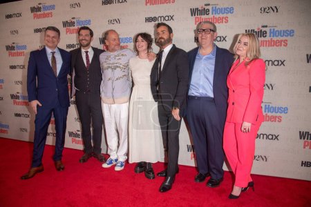 Photo for HBO's White House Plumbers New York Premiere. April 17, 2023, New York, New York, USA: Alex Gregory, Peter Huyck, Woody Harrelson, Lena Headey, Justin Theroux, David Mandel and Kathleen McCaffrey - Royalty Free Image
