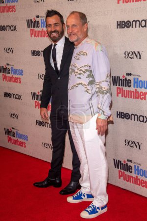 Photo for HBO's White House Plumbers New York Premiere. April 17, 2023, New York, New York, USA: Justin Theroux and Woody Harrelson attend HBO's White House Plumbers New York Premiere at 92nd Street Y on April 17, 2023 - Royalty Free Image