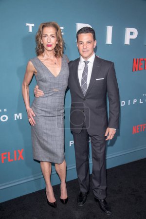 Photo for Netflix's "The Diplomat" New York Premiere. April 18, 2023, New York, New York, USA: Alysia Reiner and David Alan Basche attend Netflix's "The Diplomat" New York Premiere at Park Lane Hotel on April 18, 2023 - Royalty Free Image