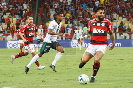Photo for Brazil Cup: Flamengo vs Maringa. April 26, 2023, Rio De Janeiro, Brazil: Soccer match between Flamengo and Maringa, valid for the 3rd phase of the 2023 Brazil Cup, held at the Mario Filho stadium (Maracana), in Rio de Janeiro. Flamengo won 8x2. - Royalty Free Image