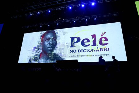 Photo for Sports Summit Sao Paulo 2023 on Tribute to Pele. April 26, 2023, Sao Paulo, Brazil: Pele is made official as an entry in the Michaelis dictionary. The King of Football will appear in the digital and printed versions of the Portuguese language - Royalty Free Image