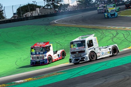 Photo for Nascar GT Print Race. April 30, 2023, Sao Paulo, Brazil: View of the second stage of the Nascar GT Sprint Race at the Interlagos circuit on Sunday (30) in the south zone of Sao Paulo. - Royalty Free Image