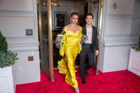 Photo for The Pierre Hotel: 2023 Met Gala Departures. May 01, 2023, New York, New York, USA: Ariana DeBose wearing Altuzarra and Joseph Altuzarra depart The Pierre Hotel for 2023 Met Gala on May 01, 2023 in New York City. - Royalty Free Image