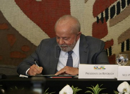 Foto de Sesión inaugural del Consejo de Desarrollo Económico y Social Sostenible (CDESS). 4 de mayo de 2023. Brasilia, Distrito Federal, Brasil: El Presidente de la República de Brasil, Luiz Inácio Lula da Silva - Imagen libre de derechos