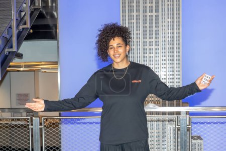 Photo for His Majesty's Consul General of New York Emma Wade-Smith Lights the Empire State Building in Celebration of the Coronation. May 05, 2023, New York, New York, USA: Shantell Martin attends the Empire State Building lighting ceremony - Royalty Free Image