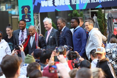 Photo for FIFA World Cup 2026  New York, New Jersey Launch Event. May 18, 2023, New York, USA:  Kick Off of FIFA World Cup 2026  New York, New Jersey Launch Event with the presence of   Phil Murphy, Governor of New Jersey, Eric Adams - Royalty Free Image