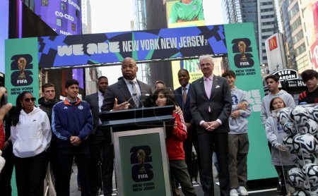 Photo for FIFA World Cup 2026  New York, New Jersey Launch Event. May 18, 2023, New York, USA:  Kick Off of FIFA World Cup 2026  New York, New Jersey Launch Event with the presence of   Phil Murphy, Governor of New Jersey, Eric Adams - Royalty Free Image