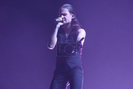 Photo for Christine and The Queens Band Performs at C6 Music Fest in Sao Paulo. May 19, 2023, Sao Paulo, Brazil:  Christine and The Queens performs in the Heineken tent at the first edition of C6 Fest, in Ibirapuera Park - Royalty Free Image