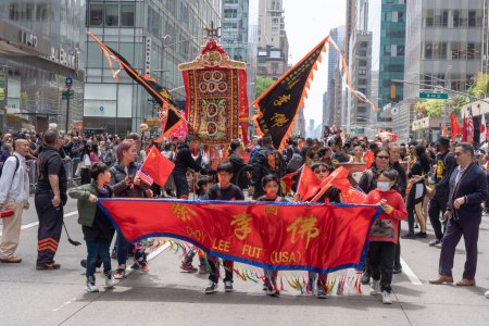 Photo for Second Annual Asian American Pacific Islander (AAPI) Cultural Heritage Parade. May 21, 2023, New York, New York, USA: Participants march at the Second Annual Asian American and Pacific Islander (AAPI) Cultural Heritage Parade on Sixth Avenue - Royalty Free Image