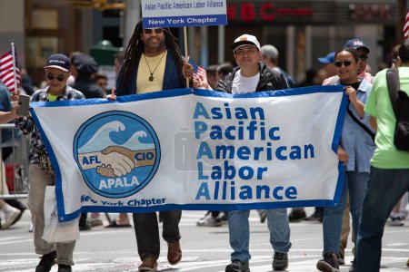 Photo for Asian Pacific American Labor Alliance at the second annual AAPI Parade on Sixth Avenue (Avenue of the Americas). May 21, 2023. New York, USA The Asian American and Pacific Islander (AAPI) Cultural and Heritage Parade comes as New Yorkers - Royalty Free Image