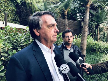 Photo for (INT) Jair Bolsonaro leaves hospital after medical tests. June 01, 2023, Sao Paulo, Brazil: Brazilian Former President, Jair Bolsonaro, leaves Nova Star Hospital in Vila Nova Conceicao after carrying out tests and later meets with Tarcisio de Freitas - Royalty Free Image