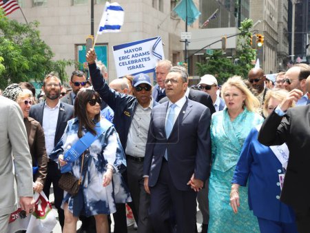 Photo for Eric Adams during Celebrate 75th Israel Parade: Reviewing The Hope. June 4, 2023, New York, USA: Jewish people are celebrating 75 years of Israel existence between 57th and 74th streets on 5th avenue New York - Royalty Free Image