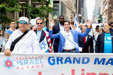 Photo for Celebrate 75th Israel Parade: Reviewing The Hope . June 4, 2023, New York, USA: Jewish people are celebrating 75 years of Israel existence between 57th and 74th streets on 5th avenue New York . - Royalty Free Image