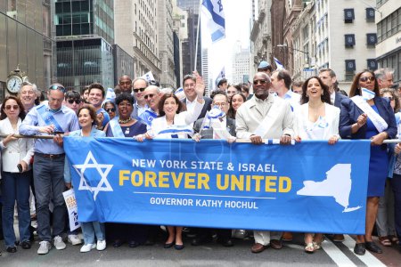 Photo for New York Governor, Kathy Hochul during Celebrate 75th Israel Parade: Reviewing The Hope. June 4, 2023, New York, USA: Jewish people are celebrating 75 years of Israel existence between 57th and 74th streets on 5th avenue New York - Royalty Free Image