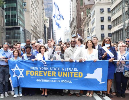 Photo for New York Governor, Kathy Hochul during Celebrate 75th Israel Parade: Reviewing The Hope. June 4, 2023, New York, USA: Jewish people are celebrating 75 years of Israel existence between 57th and 74th streets on 5th avenue New York - Royalty Free Image