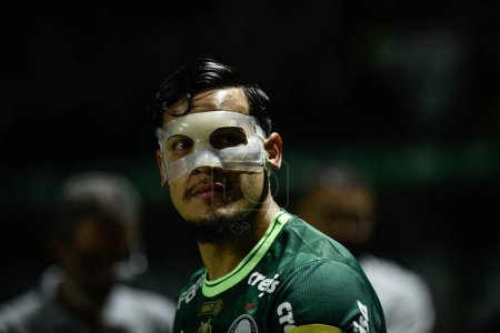 Photo for Brazilian Soccer Championship: Palmeiras vs Coritiba. June 04, 2023, Sao Paulo, Brazil: Rony celebrates his second goal in a match between Palmeiras and Coritiba, valid for the 9th round of the 2023 Brazilian Soccer Championship - Royalty Free Image