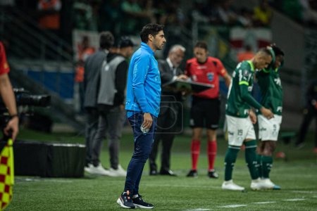 Photo for Sao Paulo (SP), 06/07/2023 - LIBERTADORES/PALMEIRAS X BARCELONA (EQU) - Coach Abel Ferreira in a match between Palmeiras and Barcelona, valid for the 5th round of the group stage of the Copa Conmebol Libertadores 2023, held at Allianz Parque - Royalty Free Image