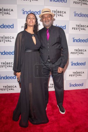 Photo for Flower Premiere - 2023 Tribeca Festival. June 08, 2023, New York, New York, USA: Malika Weeden and Executive Producer Nelson George attend the Flower during the 2023 Tribeca Festival at Spring Studios on June 08, 2023 in New York City. - Royalty Free Image
