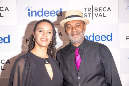 Photo for Flower Premiere - 2023 Tribeca Festival. June 08, 2023, New York, New York, USA: Malika Weeden and Executive Producer Nelson George attend the Flower during the 2023 Tribeca Festival at Spring Studios on June 08, 2023 in New York City. - Royalty Free Image