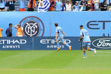 Photo for MLS Regular Season 2023: New York City FC vs Columbus Crew. June 17, 2023, New York, USA: Gabriel Segal of NY City FC scores and celebrates his goal, in a soccer match between New York City FC and Columbus Crew, valid for the Eastern Conference - Royalty Free Image