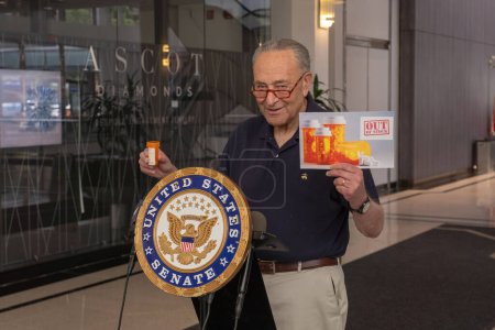 Photo for Senator Schumer Calls FDA To Take Action On Medication Shortages And Congress Passes Legislation. June 18, 2023, New York, New York, USA: Senate Majority Leader, U.S. Senator Chuck Schumer (D-NY) calls on FDA - Royalty Free Image