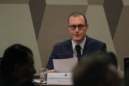 Photo for Brasilia (DF), Brazil 06/21/2023 - Lawyer Cristiano Zanin Martins at the CCJ Commission on Constitution, Justice and Citizenship on his sabbath, to exercise the position of Minister of the Federal Supreme Court - Royalty Free Image