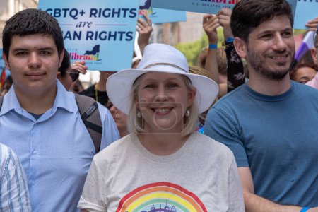 Photo for 2023 New York City Pride March. June 25, 2023, New York, New York, USA: U.S. Senator Kirsten Gillibrand (C) participates in the annual New York City Pride Parade on June 25, 2023 in New York City. - Royalty Free Image