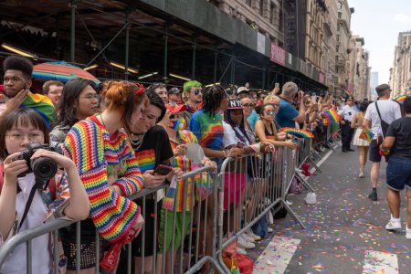 Photo for 2023 New York City Pride March. June 25, 2023, New York, New York, USA: Spectators watch the annual New York City Pride Parade on June 25, 2023 in New York City. - Royalty Free Image