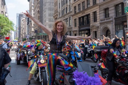 Photo for 2023 New York City Pride March. June 25, 2023, New York, New York, USA: Members of Sirens MC NYC participate in the annual New York City Pride Parade on June 25, 2023 in New York City. - Royalty Free Image