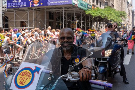 Photo for 2023 New York City Pride March. June 25, 2023, New York, New York, USA: People riding bikes participate in the annual New York City Pride Parade on June 25, 2023 in New York City. - Royalty Free Image