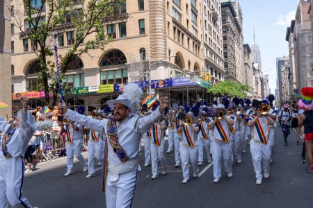 Photo for 2023 New York City Pride March. June 25, 2023, New York, New York, USA: NYC Lesbian and Gay Marching Band participate in the annual New York City Pride Parade on June 25, 2023 in New York City. - Royalty Free Image
