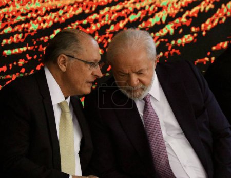 Photo for Brasilia (DF), Brazil 06/27/2023 - The Vice President of the Federative Republic of Brazil and Minister of Development, Industry, Commerce and Services Geraldo Alckmin and the President of the Federative Republic of Brazil - Royalty Free Image