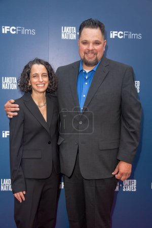 Photo for Lakota Nation Vs United States New York Premiere. June 26, 2023, New York, New York, USA: Laura Tomaselli and Jesse Short Bull attend the premiere of Lakota Nation Vs United States at IFC Center on June 26, 2023 - Royalty Free Image