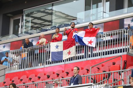 Photo for (SPO) Concacaf Gold Cup: Soccer Match between Martinique and Panama. June 30, 2023, Harrison, New Jersey, USA: Soccer match between Martinica and Panama valid for the 2nd round of the Concacaf Gold Cup, at the Red Bull Arena, in Harrison, on Friday - Royalty Free Image