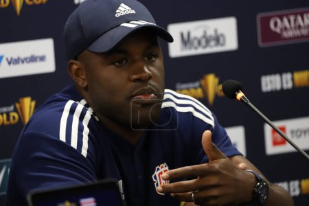 Photo for (SPO) Concacaf Gold Cup: Press Conference Costa Rica. July, 03, 2023, Harrison, New Jersey, USA: Press Conference with player Joel Campbell before the match against Martinica, for Round 3 of the Concacaf Gold Cup - Royalty Free Image