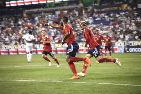 Photo for Concacaf Gold Cup: Costa Rica vs Martinique. July 04, 2023, Harison, New Jersey, USA: Kendall Waston of Costa Rica celebrates his goal during soccer match against Martinique valid for the 3rd round of the Concacaf Gold Cup, at the Red Bull Arena - Royalty Free Image