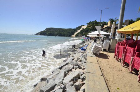 Photo for Natal (RN), Brazil - 07/10/2023 - EROSION/MORRO DO CARECA/PRAIA/RN - City Hall and IDEMA met to solve the problem of fattening and erosion on Morro do Careca on Ponta Negra Beach, Natal, RN. Photos this morning on Monday, July 10, 2023 - Royalty Free Image