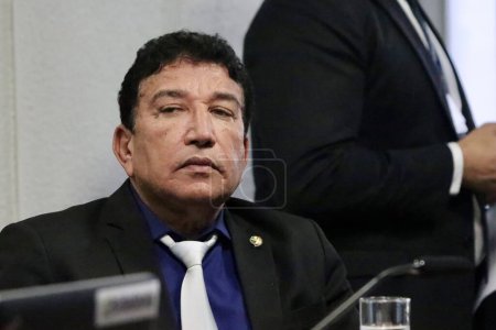 Photo for Brasilia (DF), 07/11/2023 - POLITICA/CPMI/JANUARY 8 - The Senator of the Republic and 2nd Vice-President of CPMI Magno Malta (PL-ES) at the Joint Parliamentary Commission of Inquiry into the Acts of January 8, 2023, 8th Meeting, - Royalty Free Image