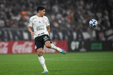 Photo for Sao Paulo, Brazil - 07/11/2023 - SULAMERICANA/CORINTHIANS X UNIVERSITARIO - Caetano in a match between Corinthians and Universitario (PER), valid for the second leg of the 2023 Copa Sudamericana playoffs, held at Neo Quimica Arena - Royalty Free Image