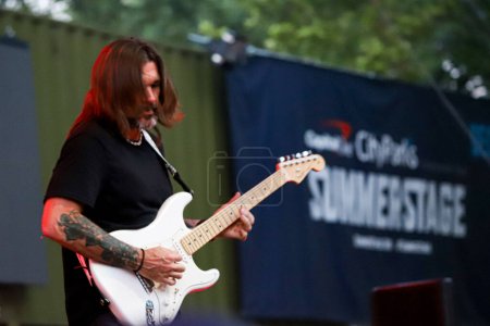 Photo for (NEW) Juanes Summerstage Show canceled due to excessive crowds at Central Park. July 12, 2023, New York, USA: Colombian famous singer, Juanes expected Summerstage show was canceled due to excessive crowd at Rumsey Playfield in Central Park, New York - Royalty Free Image