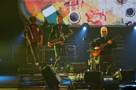 Photo for 40 Years Paralamas Classics Tour. July 14, 2023, Curitiba, Paralama, Brazil: The Brazilian band, Paralamas do Sucesso arrives in Curitiba to celebrates 40 years with their show setlist at Teatro Guaira, beginning with the debut album - Royalty Free Image