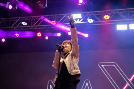 Photo for Nano, Japanese Singer Performs live in Sao Paulo. July 14, 2023, Sao Paulo, Brazil: Japanese singer, Nano performs live during Anime Friends 2023, Cheer Up Friends, on Friday (14) at the Anhembi exhibition center - Royalty Free Image