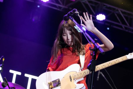 Photo for Scandal Band Performs live in Sao Paulo. July 16, 2023, Sao Paulo, Brazil: Scandal band performs live during Anime Friends 2023, Cheer Up Friends, on Sunday (16) at Anhembi exhibition center, north of Sao Paulo - Royalty Free Image
