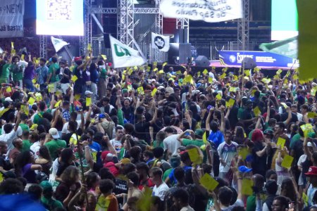 Photo for University Students vote on UNE policy resolutions. July 15, 2023, Brasilia, Federal District, Brazil: More than 10,000 university students from all over the country gather to vote on the policy resolutions of the National Union of Students - Royalty Free Image