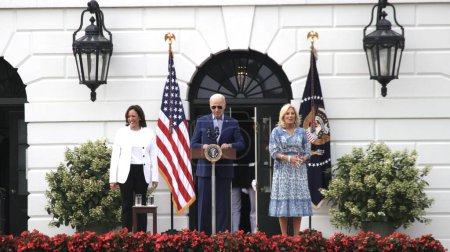 Photo for Joe and Jill Biden Host Congressional Picnic at The White House. July 19, 2023, Washington DC, Maryland, USA: The US President and the First Lady host the White House Congressional Picnic on the South Lawn - Royalty Free Image