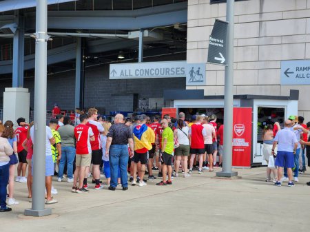 Photo for Champions Tour: Manchester United vs Arsenal. July 22, 2023, East Rutherford, New Jersey, USA: Fans move in front of the Old Rivals match between English giants Manchester United and Arsenal at MetLife Stadium in East Rutherford, New Jersey - Royalty Free Image